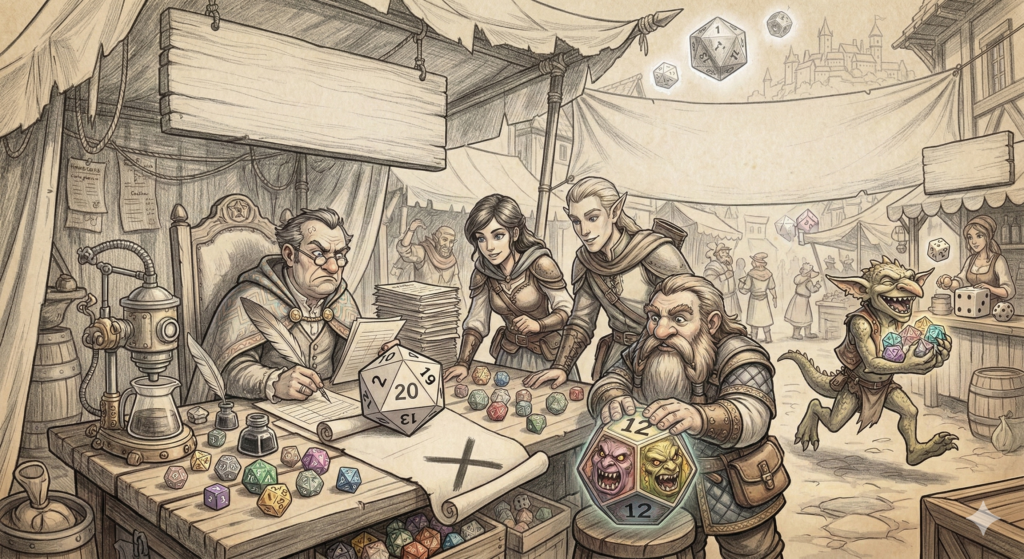 Eine dynamische Bleistiftskizze im Graphic Novel-Stil, die vier junge Freunde (zwei Mädchen, zwei Jungen) bei Nacht in einem dichten, dunklen Wald zeigt. Sie leuchten mit einer Taschenlampe auf einen alten, überwucherten Grabstein und blicken alle mit besorgten, konzentrierten Mienen dorthin. Detailliertes Waldunterholz.